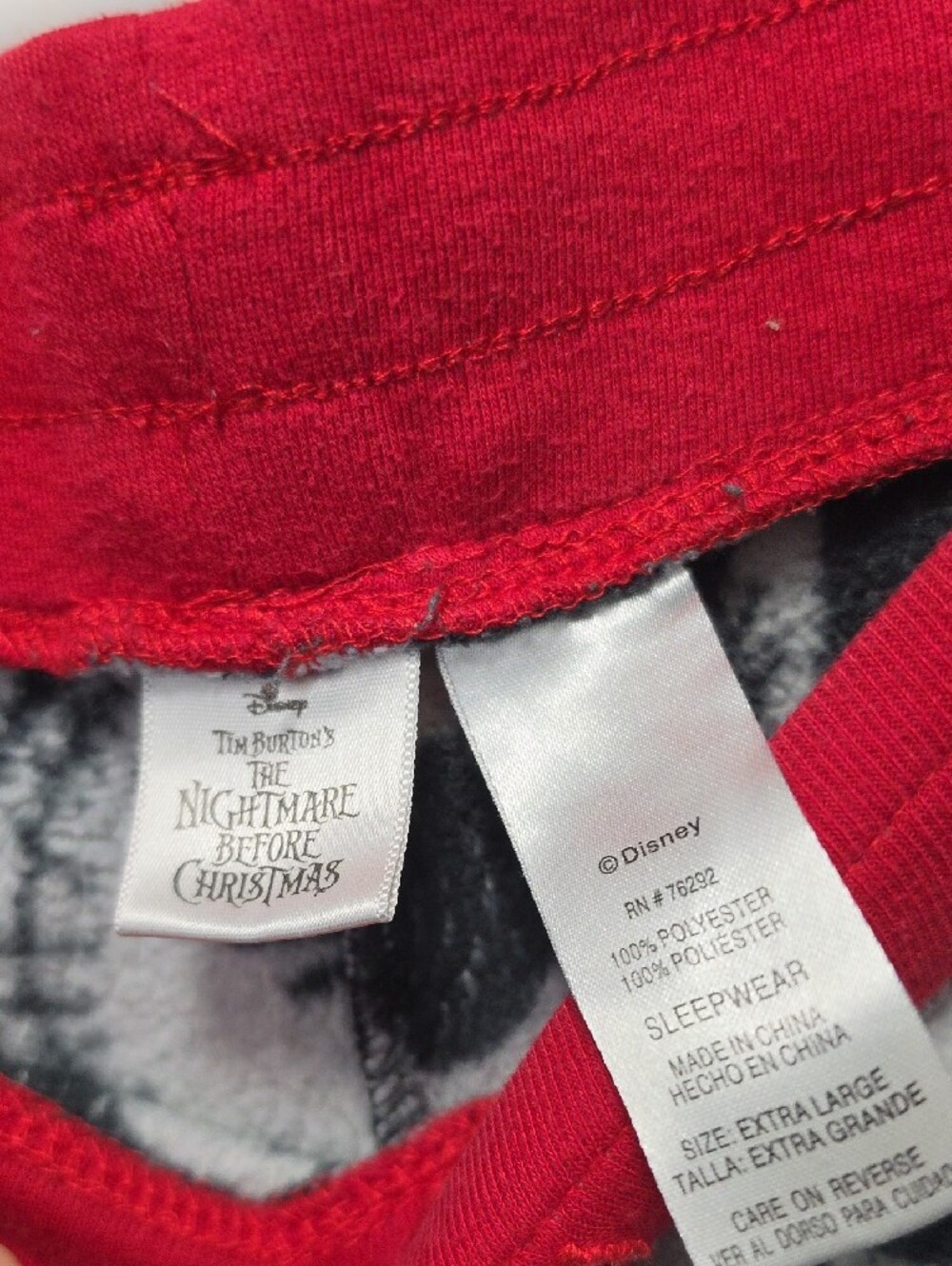 Tim Burton Nightmare Before Christmas Red & Black Skull-Print Pajama Pants - Picture 2 of 3